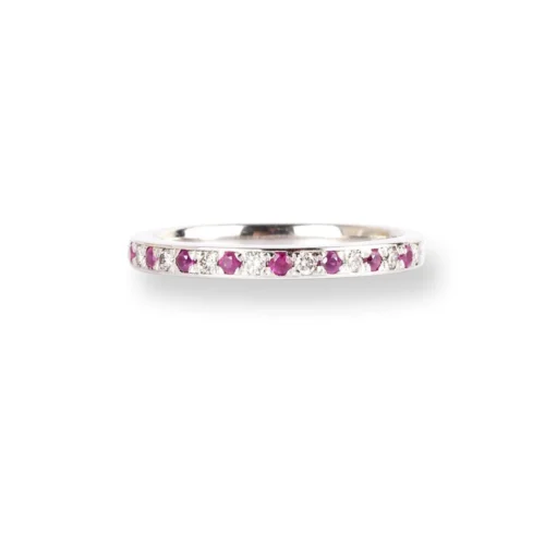 Platinum Diamond & Ruby Half-Eternity Band LR-6669