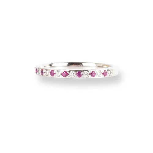 Platinum Diamond & Ruby Half-Eternity Band LR-6669 -Shiny Jewelry Hub PlatinumDiamond RubyHalf EternityBandLR 6669 3