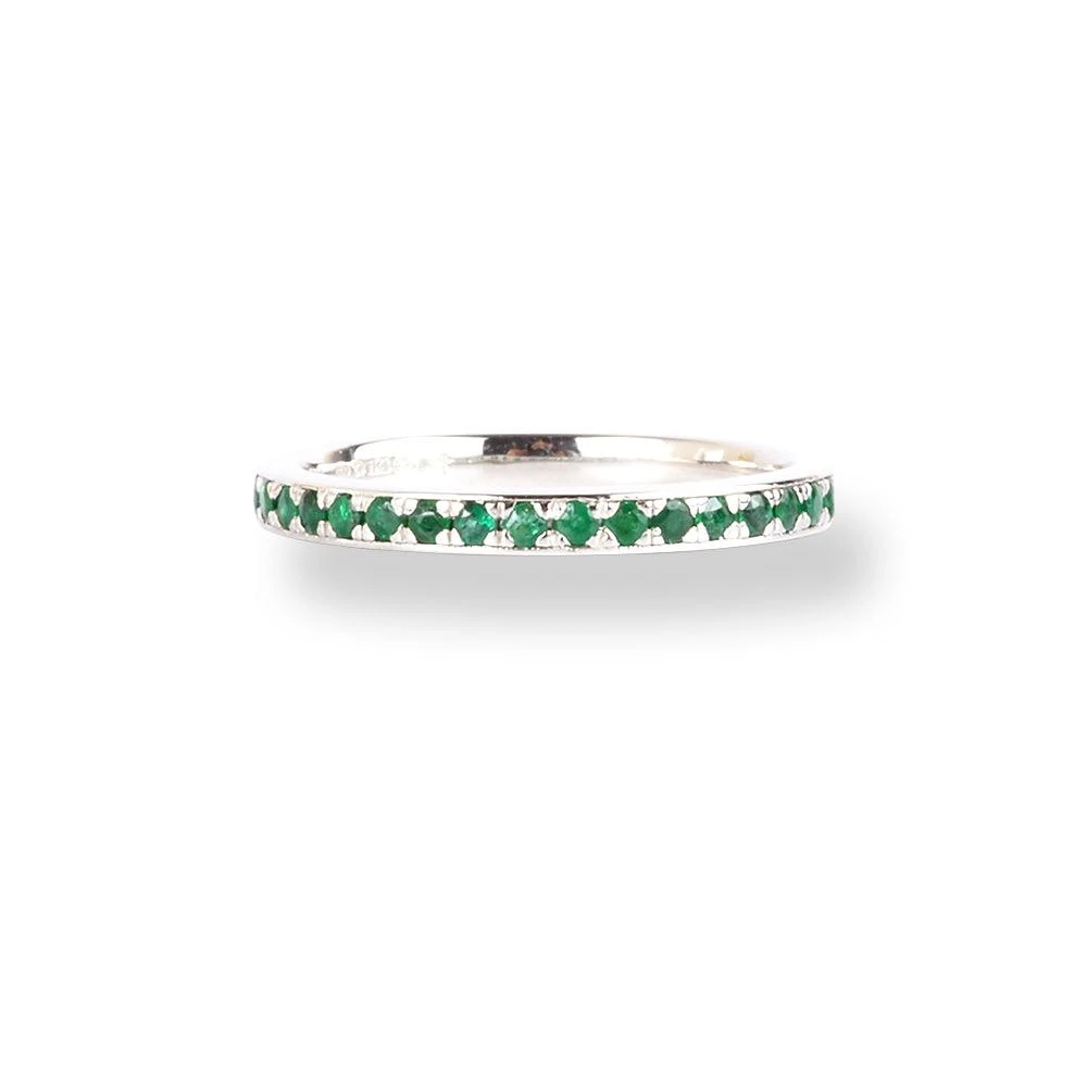 Platinum Emerald Half-Eternity Band LR-6671 1 Platinum Emerald Half-Eternity Band LR-6671