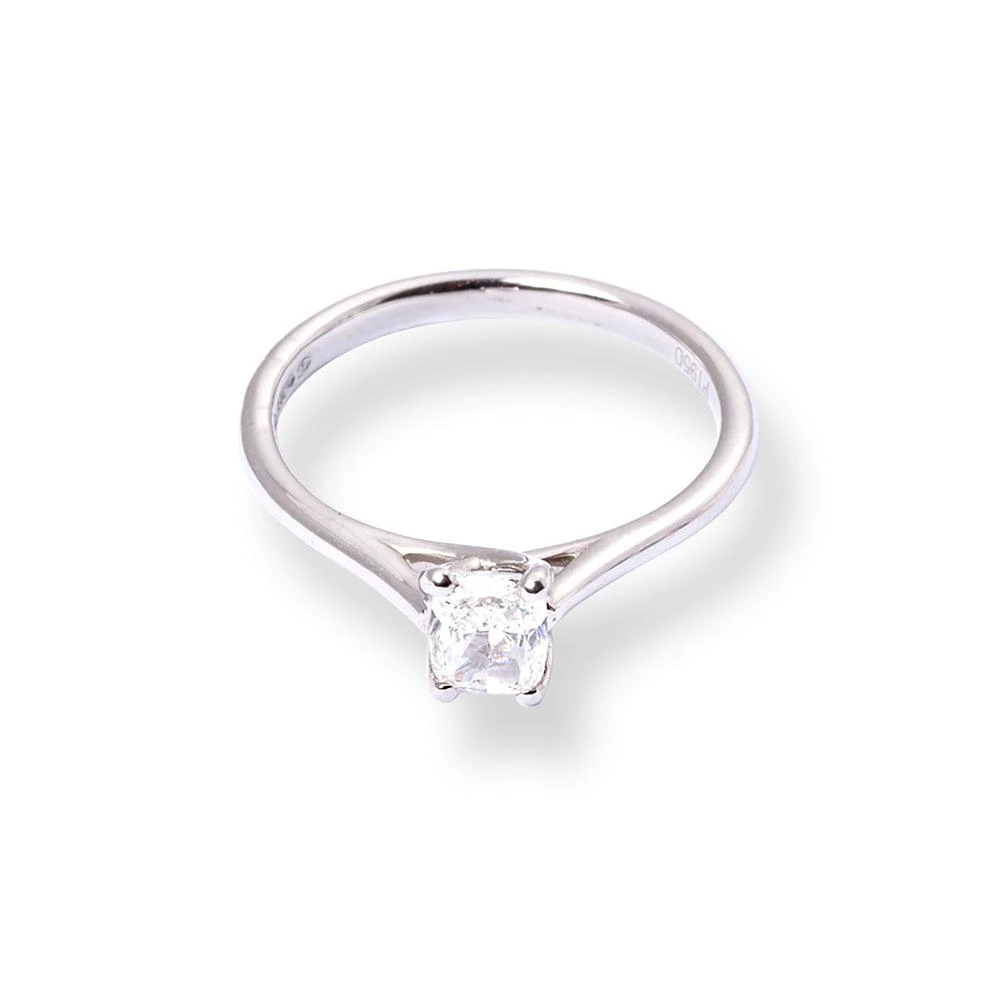 Platinum Solitaire Engagement Ring With 'Cushion' Cut Diamond LR-6704 2 Platinum Solitaire Engagement Ring With 'Cushion' Cut Diamond LR-6704 - Image 2