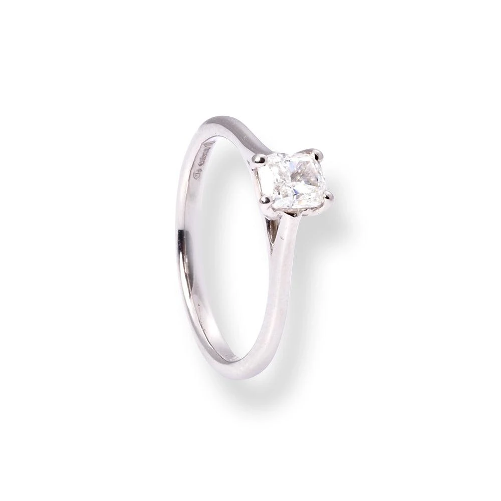 Platinum Solitaire Engagement Ring With 'Cushion' Cut Diamond LR-6704 4 Platinum Solitaire Engagement Ring With 'Cushion' Cut Diamond LR-6704 - Image 4