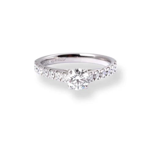 Platinum Engagement Ring With 'Round' Cut Diamond On Shoulder LR-6705