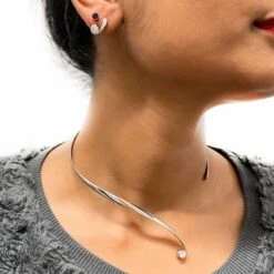 Platinum Diamond Choker Style Necklace And Diamonds N&E-2190 -Shiny Jewelry Hub PoulSpurgeon1