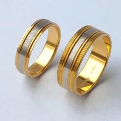 22ct Gold Wedding Band With Diamond Cut And Rhodium Finish LR/GR-8225 -Shiny Jewelry Hub R 822522ct gold wedding band with diamond cut and rhodium finish R 8225 b