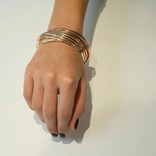 Rose Gold Plated Set Of Fashion Bangles -Shiny Jewelry Hub Rose Gold Plated set of Fashion Bangles 2