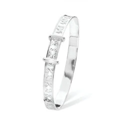 Sterling Silver Teddy Engraved Adjustable Children's Bangle