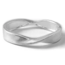 Satin Finish Silver Plated Openable Twisted Design Fashion Bangle