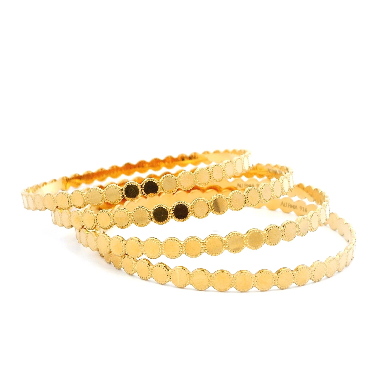 Set Of 4 – 22ct Gold Mirror Polish Bangles For Women Classic Design - Image 4