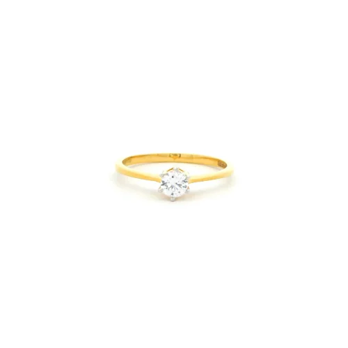 Six Prong Round Cubic Zirconia Solitaire Ring In 22ct Gold | Size L½