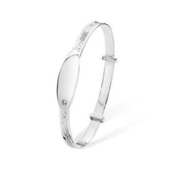 Sterling Silver Children's ID Cubic Zirconia Bangle