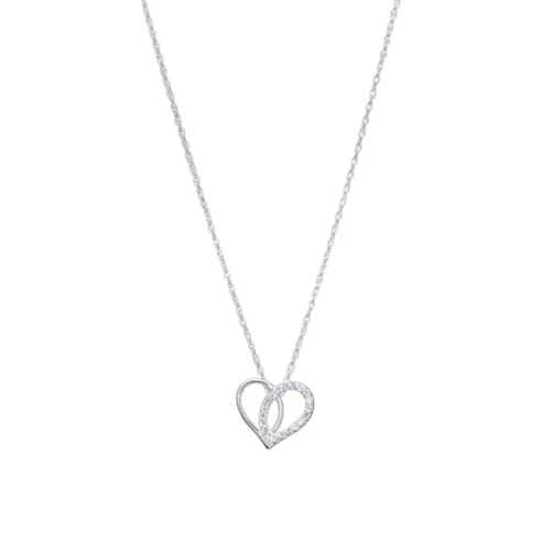 Sterling Silver Cubic Zirconia Heart Pendant Necklace – Romantic Gift Jewellery