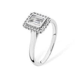 Sterling Silver Emerald Cut Cubic Zirconia Ring - Elegant Statement Jewellery | Size M & O