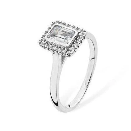 Sterling Silver Emerald Cut Cubic Zirconia Ring - Elegant Statement Jewellery | Size M & O 1 Sterling Silver Emerald Cut Cubic Zirconia Ring - Elegant Statement Jewellery | Size M & O