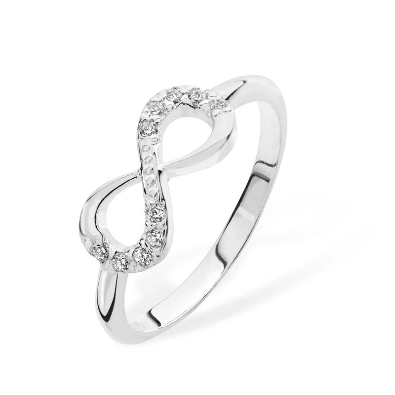 Sterling Silver Infinity Ring With Cubic Zirconia Detailing – Symbol Of Eternal Love | Size N 1 Sterling Silver Infinity Ring With Cubic Zirconia Detailing – Symbol Of Eternal Love | Size N