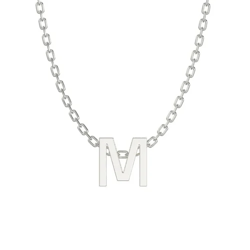 Sterling Silver 'M' Initial Necklace | Adjustable Letter Pendant Chain