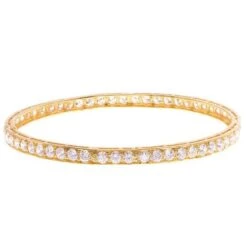 Stone Set 22ct Gold & Cubic Zirconia Bangle - Perfect Gift: Gold & Zirconia