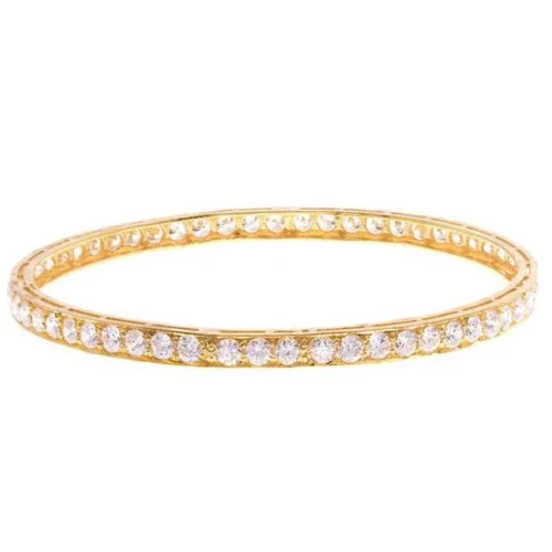 Stone Set 22ct Gold & Cubic Zirconia Bangle - Perfect Gift: Gold & Zirconia