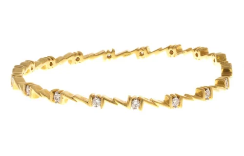 Stone Set 22ct Yellow Gold Cubic Zirconia Bangle - Perfect Bangle For Every Occasion