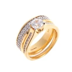 22ct Gold Cubic Zirconia Engagement Ring & Wedding Band Suite VLR1044 -Shiny Jewelry Hub VLR1044 D