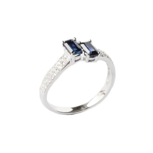 18ct White Gold Diamond & Blue Sapphire Dress Ring ZHF03069R