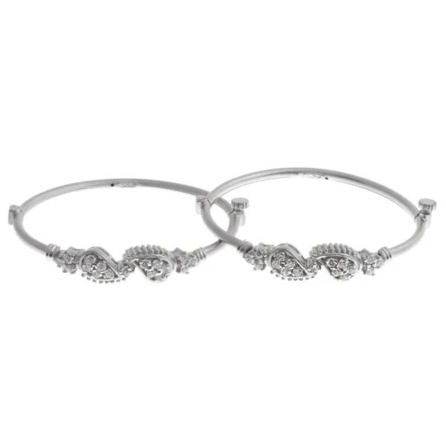 White Rhodium Plated Stone Set 22ct White Cubic Zirconia Children's Bangle - Kid's Jewellery