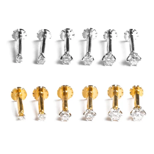 18ct Gold Diamond Screw Back Nose Stud (0.01ct - 0.10ct)