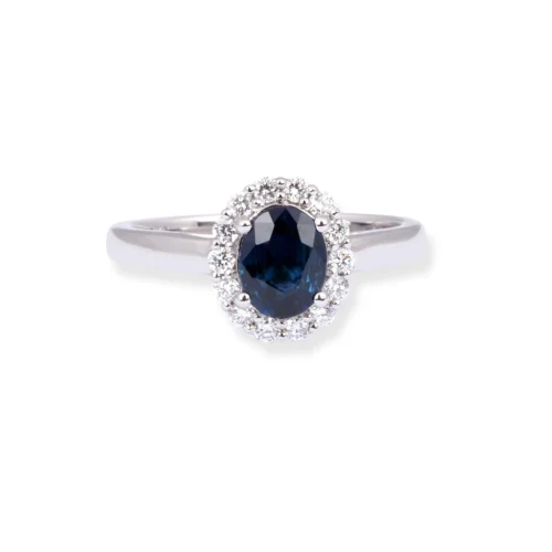 Platinum Diamond & Blue Sapphire Ring LR-7024