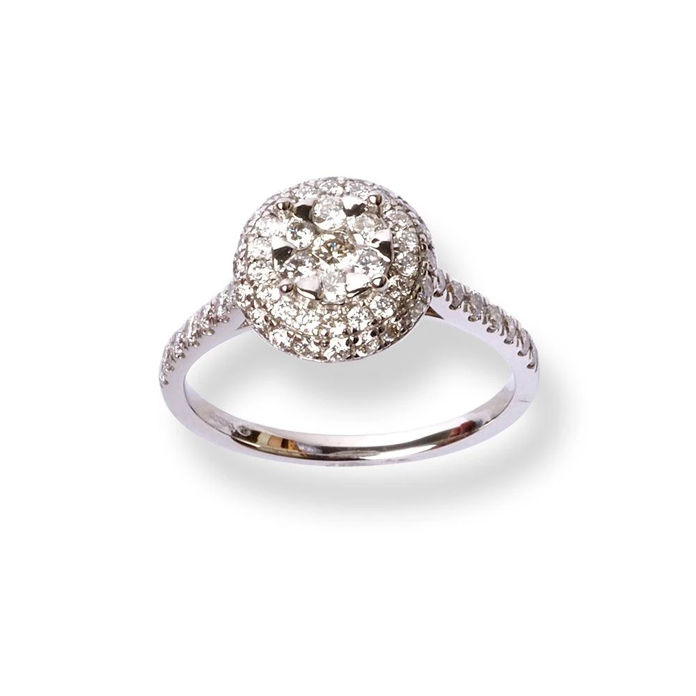 Platinum Diamond Ring With Cluster Design LR-6722 3 Platinum Diamond Ring With Cluster Design LR-6722 - Image 3