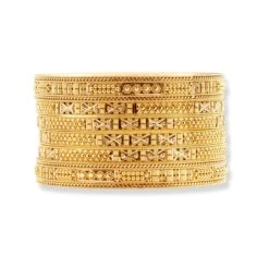 Set Of Six 22ct Gold Bangles With Diamond Cut Design And Filigree Work - Luxury Bangles For All Occasions