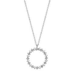 Sterling Silver Rhodium Plated Cubic Zirconia Pendant With Chain SN285A