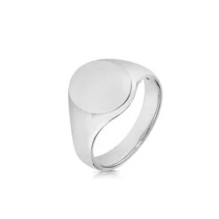 Britannia Silver Oval Signet Ring - Hallmarked Classic Design | Size P & R